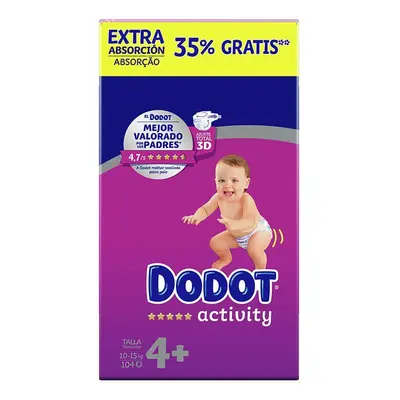 Dodot - Dodot Activity Extra Talla 4+ Pañales 10-15 Kg 104 U