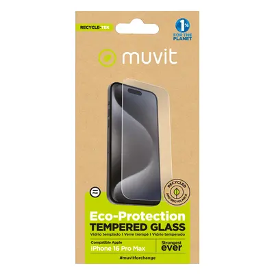Muvit for change protector pantalla recycletek compatible con apple iphone 16 pro max vidrio tem