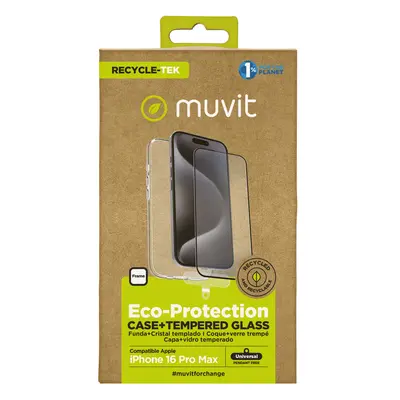 Muvit for change funda compatible con apple iphone 16 pro max + protector de pantalla vidrio tem