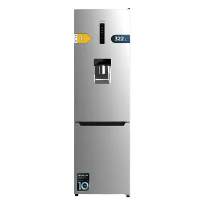 Frigorífico combi inox, 185,5cm de alto y 59,5 cm de ancho, con 322 litros de capacidad, compres