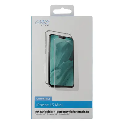 Myway funda compatible con apple iphone 13 mini + protector pantalla vidrio templado plano