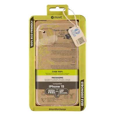 Muvit Funda recycletek for Change Compatible con Apple iPhone 15 Transparente