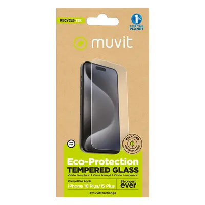 Muvit for change protector pantalla recycletek compatible con apple iphone 16 plus/15 plus vidri