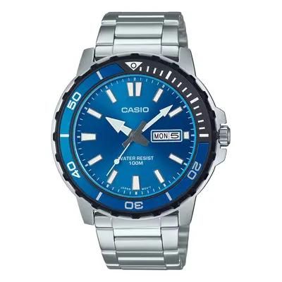 Reloj de pulsera CASIO Collection - MTD-125D-2A1 correa color: Gris plata Dial Azul luminoso Hom