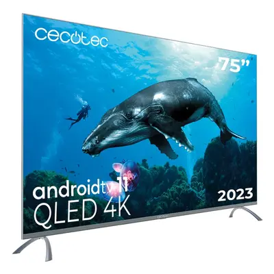 Cecotec Televisor QLED 75" Smart TV V3+ Series VQU30075+, 4K UHD, Android Tv11, Frameless, Asist