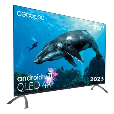 Cecotec Televisor QLED 75" Smart TV V2 Series VQU20075, 4K UHD, Android Tv11, Frameless, Asisten