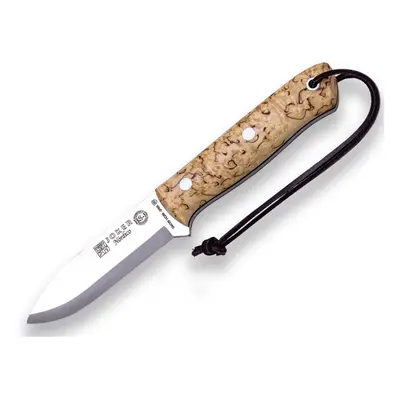 Cuchillo de caza "Nórdico" Joker CL115-P, mango Abedul Rizado, hoja de 10 cm, funda piel marrón 