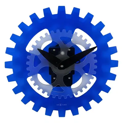 NeXtime 3241BL Moving Gears Reloj de Pared, Azul, 39 cm