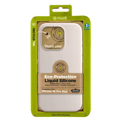 Muvit for change funda recycletek liquid silicone compatible con apple iphone 16 pro max nude