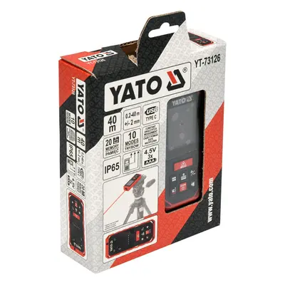 Yato YT-73126 telémetro Medidor láser de distancias Negro, Rojo 40 m