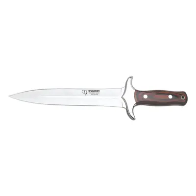 Cuchillo rematador Cudeman de montería con mango de madera roja y hoja recta de 23 cm. 105-R