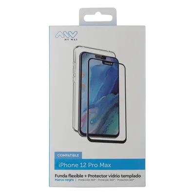 myway Funda Compatible con Apple iPhone 12 Pro MAX + Protector Pantalla Vidrio Templado Plano Ma