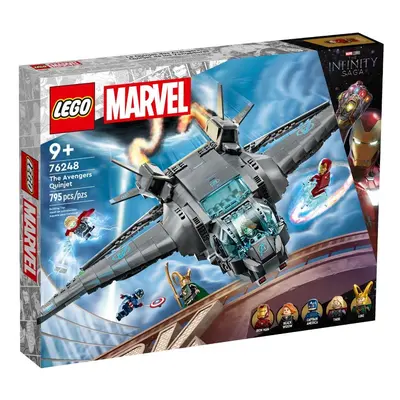 LEGO Marvel Quinjet de los Vengadores, Avión de Juguete para Construir, Minifiguras de Viuda Neg