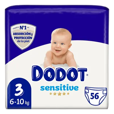 Dodot sensitive talla 3 pañales 6-10 kg 56 u