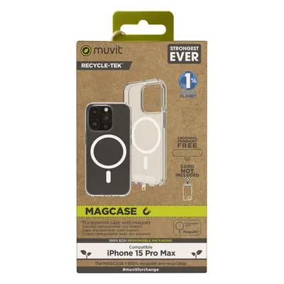 Muvit Funda recycletek Magsafe for Change Compatible con Apple iPhone 15 Pro MAX Transparente