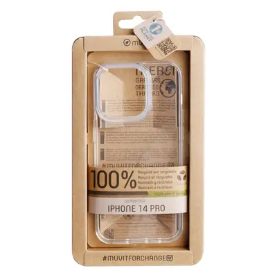 Muvit Funda for Change recycletek Compatible con Apple iPhone 14 Pro Transparente