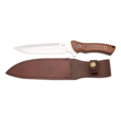 Cuchillo de caza Third H0257W con hoja de acero de 18 cm, mango de pakkawood. Incluye funda de p