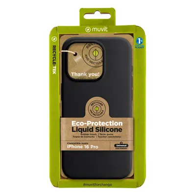 Muvit for change funda recycletek liquid silicone compatible con apple iphone 16 pro max negra