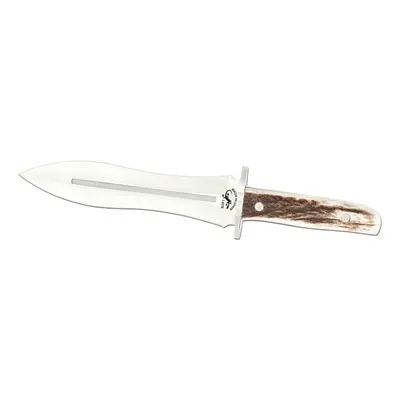 Cuchillo de remate Salamandra con mango de asta de ciervo, hoja de 21 cm, total 34 cm, 440 gramo