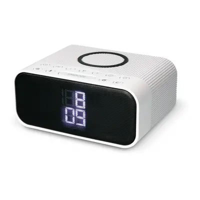 KSIX Despertador y Cargador inalámbrico WUAD, Altavoz Wireless, Radio FM. 10W Wireless, Qi Charg