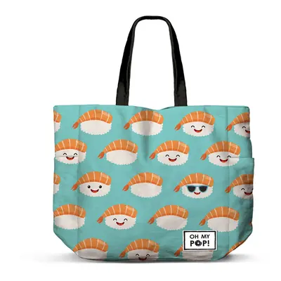 Oh My Pop! Nigiri-Bolsa de la Compra Shopping FAN Horizontal, Turquesa, 46 x 35 cm