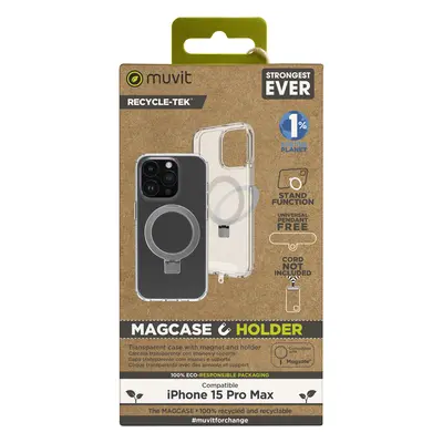 Muvit Funda recycletek magsafe for Change con Soporte Compatible con Apple iPhone 15 Pro MAX Tra