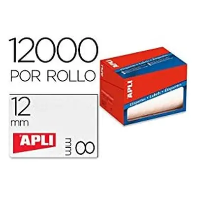 Apli rollo 12000 etiquetas 8x12mm para precios escritura manual cantos romos blanco