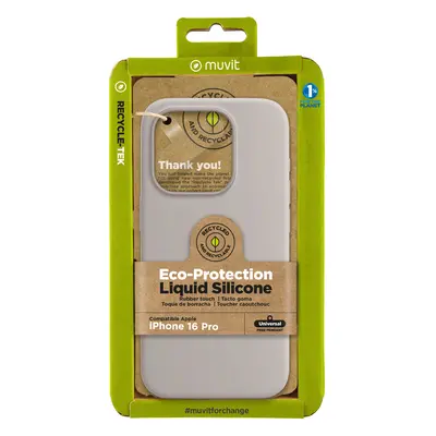 Muvit for change funda recycletek liquid silicone compatible con apple iphone 16 pro nude