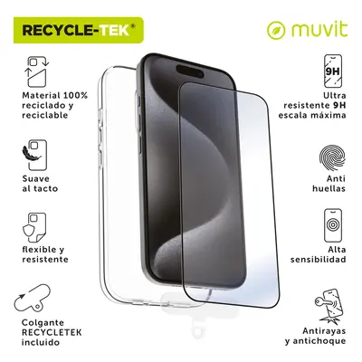 Muvit for change funda compatible con apple iphone 16 pro + protector de pantalla vidrio templad