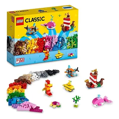 LEGO 11018 Classic Diversión Oceánica, Caja de Ladrillos con 6 Figuras de Animales Marinos, un D