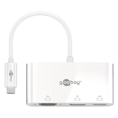 goobay Adaptador multipuerto USB-C a VGA + DP + HDMI - Resoluciones de hasta 4 K x 2 K @ 60 Hz - Refleja hasta 4 Pantallas simul