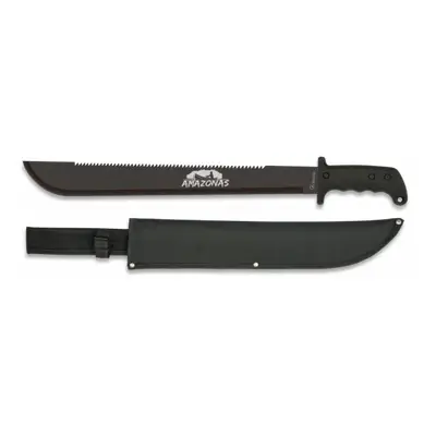 Machete Martinez Albainox Amazonas Negro, Hoja de Acero Inoxidable de 45,8 Cm, Mango de Goma, Fu