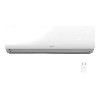 Aire acondicionado split de 18000 BTU con bomba de calor, mando a distancia y pantalla LED.