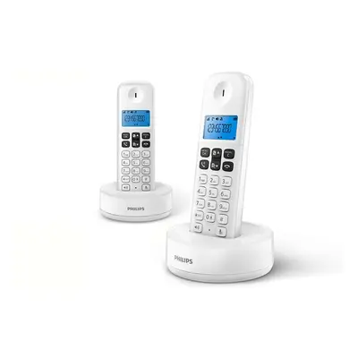 Philips D1612W - 2 Teléfonos Fijo Inalámbrico Duo, Retroiluminación, HQ-Sound, Agenda 50 números, Consumo reducido Eco, Identifi