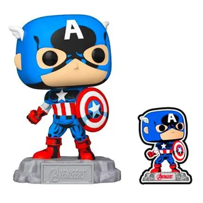 Funko POP! Marvel: A60- Comic Captain America Con Pin - Marvel Comics - Exclusivo De Amazon - Figuras Miniaturas Coleccionables 