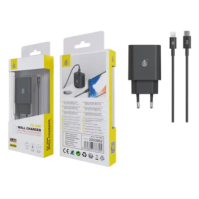 Cargador de red usb type-c + cable type-c a lightning iphone 8-14 / 20w / negro / na0398 / one+