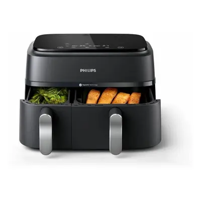 AirFryer - PHILIPS - NA351/00 - Acero inoxidable - 9,0L - Doble cubeta - 38,25 x 44,39 x 31,42 cm