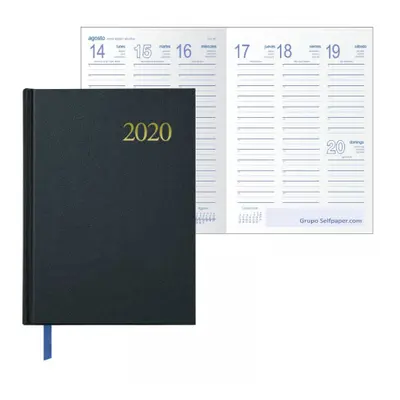 Agenda Anual 2023- Organizador Semanal - Semana Vista - Tamaño Mediano 14 x 20 cm - Modelo Segovia - Color Negro - Planificador 