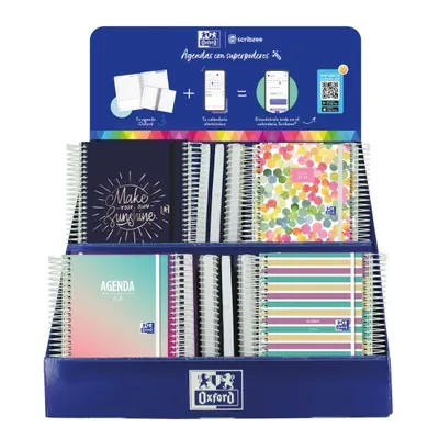 Oxford agenda escolar espiral c/surtidos 2025-2026 castellano expositor diseño 38 ud