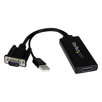 StarTech.com Adaptador VGA a HDMI con audio y alimentación USB - Conversor VGA a HDMI portátil -