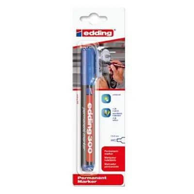 edding 300 marcador permanente - azul - 1 rotulador- punta redonda 1,5-3 mm - resistente al agua, de secado rápido, rotuladores 