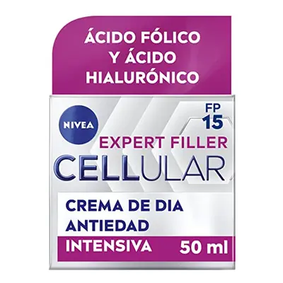 NIVEA Cellular Expert Filler - Crema de Día FP15 - Antiarrugas - Efecto Rellenador 24h - Con Ácido Hialurónico y Ácido Fólico - 