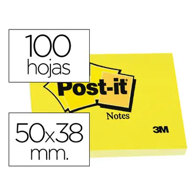 Post-it Notas Canary Yellow - Paquete de 12 Blocs, 100 Hojas por Bloc (38 mm x 51 mm) - Color Amarillo - Notas Autoadhesivas par