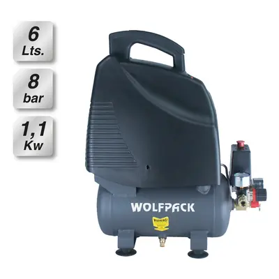 WOLFPACK LINEA PROFESIONAL Compresor Aire Wolfpack 6 Litros / 8 Bares / 1,1 Kw - 1,5 HP Sin Acei