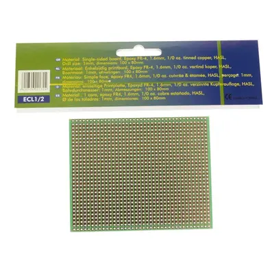 Velleman Eurocard, 100 x 80 mm, 1 contacto por isla, una cara, Eurodin DIN41612 y DIN41617, epoxy FR-4, verde
