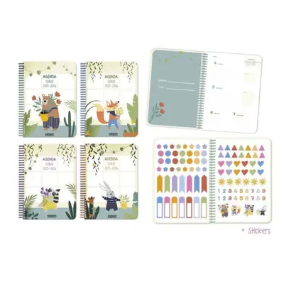 Agenda escolar 2025-2026 animals 4 semana vista tapa carton ingraf 333351