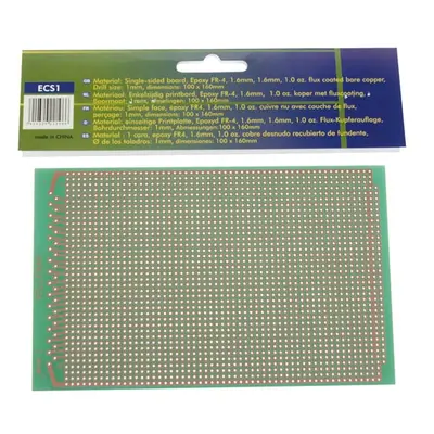 Velleman Eurocard, 100 x 160 mm, 1 Contacto por Isla, una Cara, Eurodin DIN41612 y DIN41617, epoxi FR-4, Verde