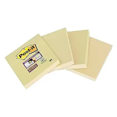 Post-it Super Sticky Notas 100% Recicladas XXL, Canary Yellow, Con Líneas, 4 Blocs, 45 Hojas por Bloc, 102 mm x 152 mm - Notas E