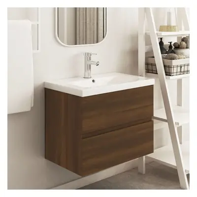 vidaXL Mueble de lavabo madera contrachapada roble marrón 60x38,5x45cm