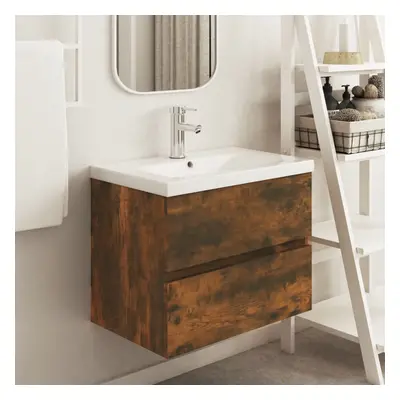 vidaXL Mueble de lavabo contrachapado roble ahumado 60x38,5x45 cm